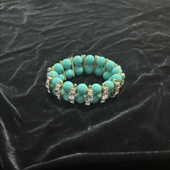 J. Crew Turquoise Beaded Bracelet with Gold Accents - Picture 2 of 3